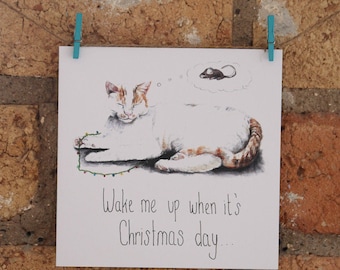 Illustrated Cat Christmas Card