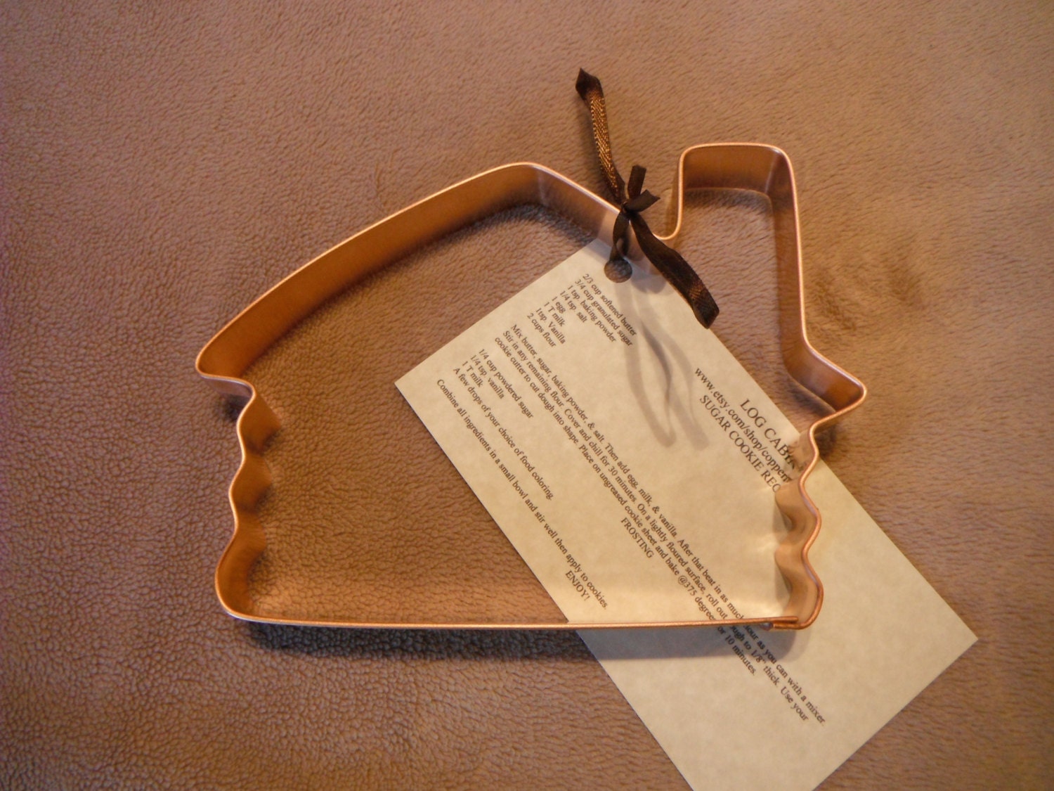 Large Log Cabin Shaped Solid Copper Cookie Cutter