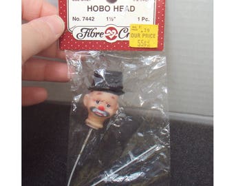 New Old Stock Fibre Craft Rubber Small Sad Clown Hobo Doll Head DIY Doll Making Repair Craft Supplies Vintage Unused Deadstock NOS