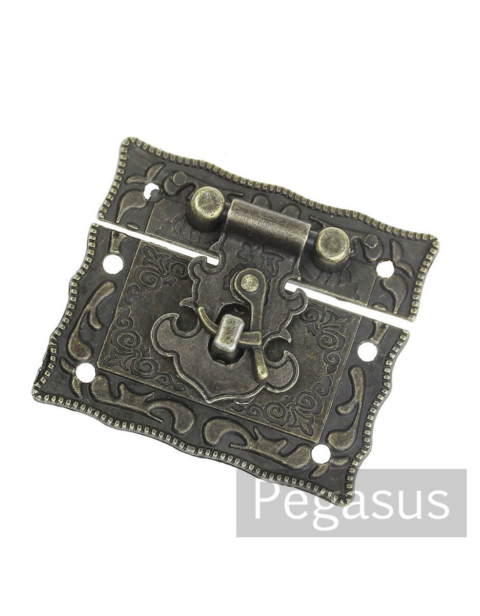 Victorian Jewelry Box clasp with hook lock 1 Set2 inches