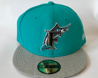 Brand New Florida Miami Marlins New Era 5950 Fitted Hat Cap Size 7 3/8