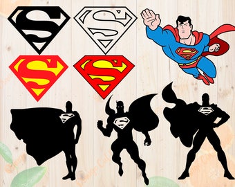 Superman Svg, Superman Cutfiles: Svg, Dxf, Eps, Png files,Layered superman svg for Cricut, Silhouette cameo. Superman clipart, Superman dxf