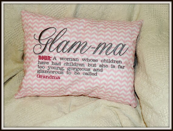 Glam-ma Glamma Pillow in limited edition Pink Chevron fabric