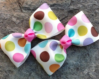 Hair Bows,Polka Dotted Tuxedo Hair Bows,Pigtail Hair Bows,Alligator Clips,Non Slip