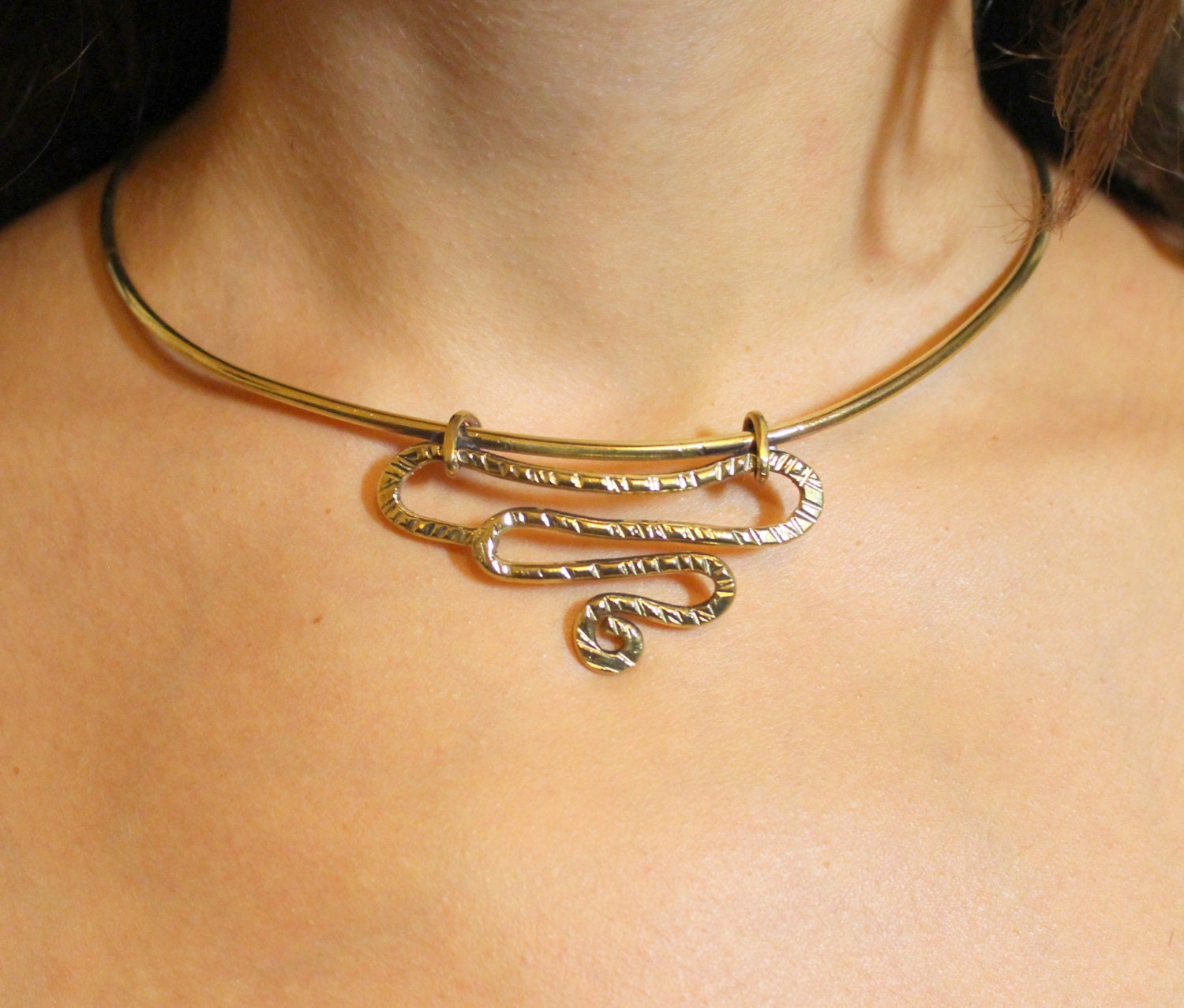 Wire wrapped Choker Necklace Handmade Spiral Collar Cuff