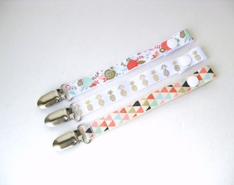 Baby Girl Pacifier Clip Set- Baby Girl Gift- Universal PACIFIER CLIP- Girl Dummy Clip- Baby Girl Paci Clip- Soother String- Floral Pacifier