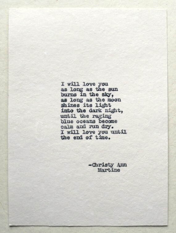 Cotton Anniversary Gifts for Him or Her - Poem Typed onto Cotton Paper by Poet