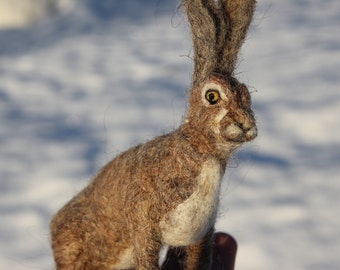 Needle felted Hare, Rabbit or Bunny. Felted soft sculpture . Fathers day. Ready to ship.
