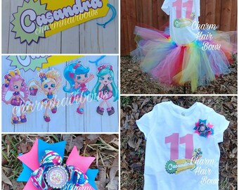 Shopkin tutu/cut outs/shirt/hairbows