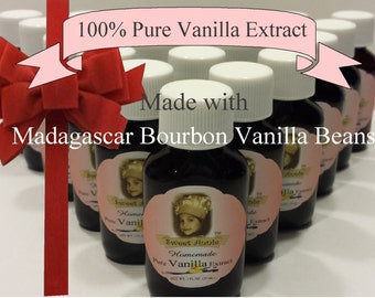 homemade pure vanilla extract handcrafted party favor vanilla beans madagascar gift basket bourbon 1 oz baking sweets cooking