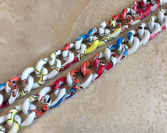 Destash Aluminum Chain - Colorful Aluminum Chain - Chunky Chain - Comic Print Chain - 24 Inches