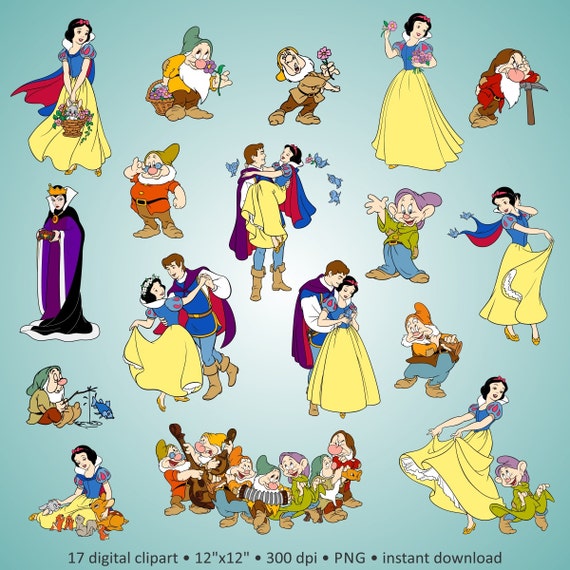 Buy 2 Get 1 Free Digital Clipart Snow White and the Seven