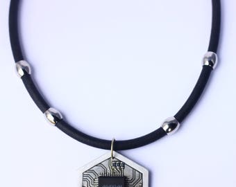 Unique geometric hexagonal system with computer chip