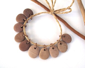 Natural Stone Beads Small Beach Stone Charms Mediterranean DIY Jewelry River Stone Beads Pebble Charms Small KAKAO MIX 15 mm