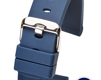 Silicone sporty thick watch band - Navy Blue -18mm, 20mm, 22mm, 24mm
