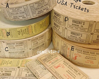 Vintage Old Carnival Tickets USA Rare - Collage and Mixed Media, Vintage Paper Ephemera
