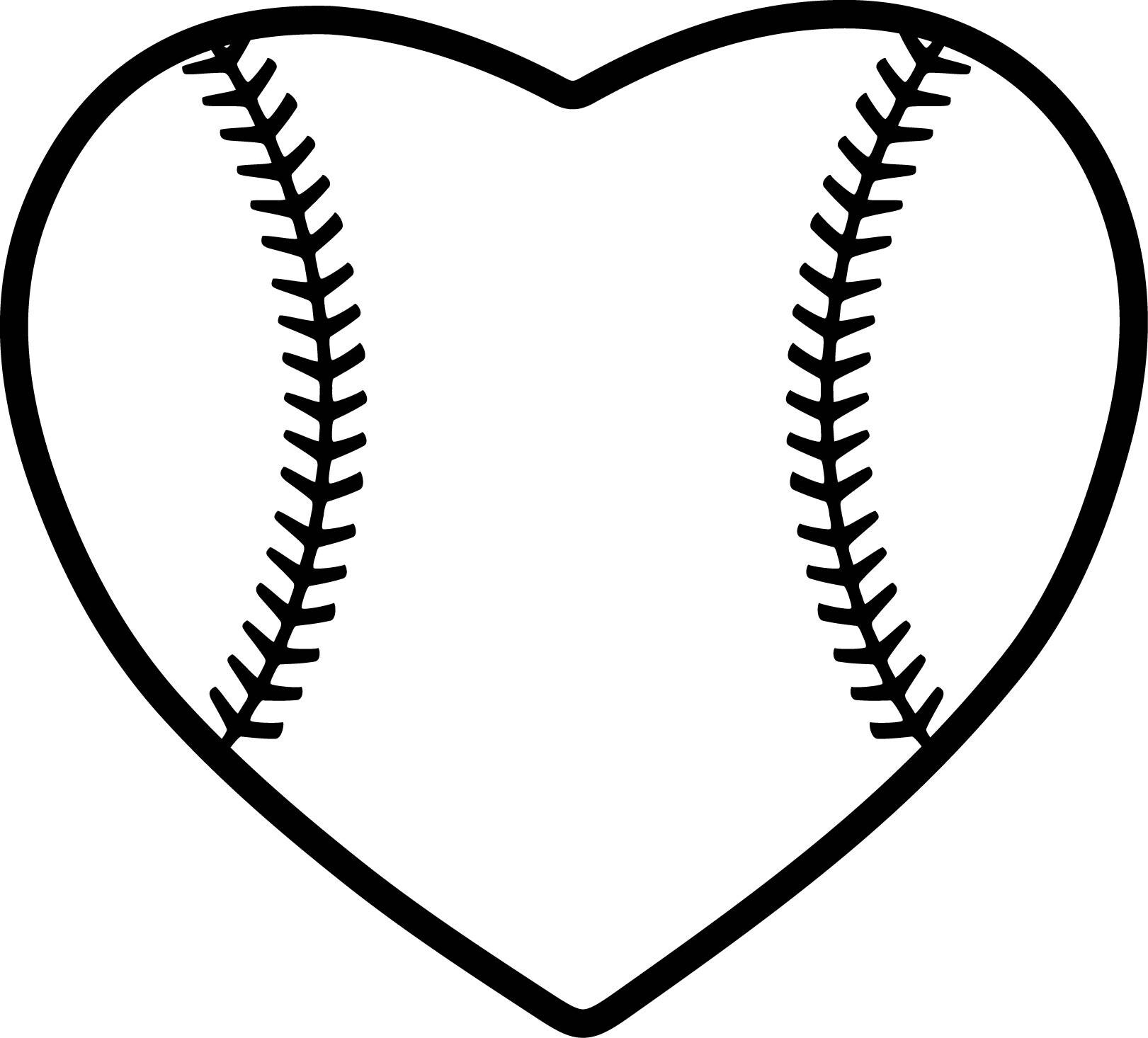 Baseball Heart with Stitching .dxf .jpg .png .svg