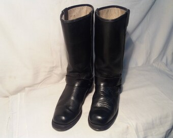 Vintage Black Leather Cowboy Boots