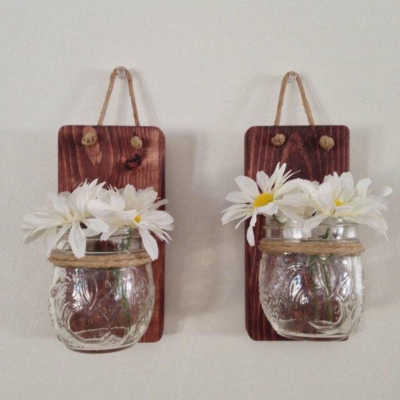 Small Mason Jar Wall Rustic Sconce with 8oz Jelly Jam Jars
