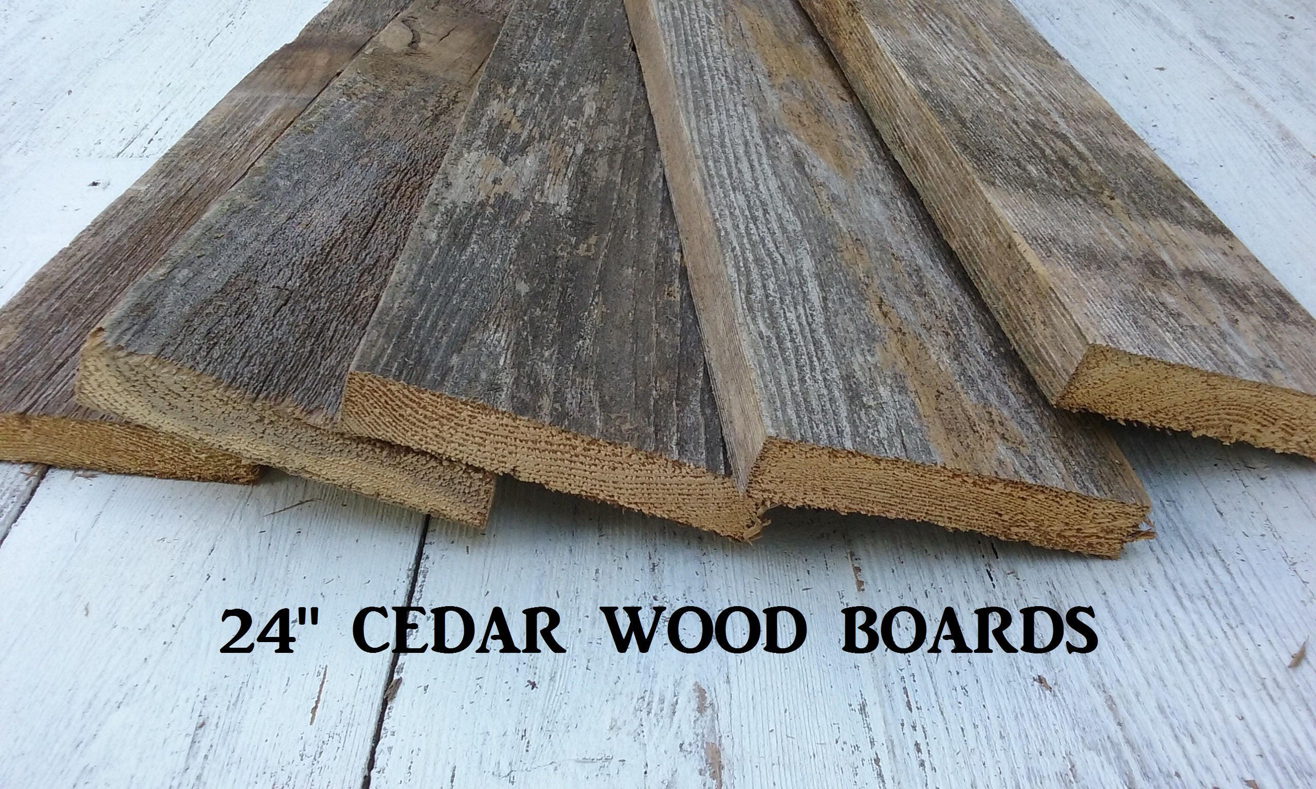 Made to Order, Set of 5, 24" Rustic Cedar Wood Boards, Reclaimed Lumber