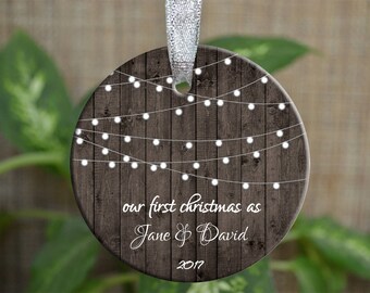 Personalized Christmas Ornament, Our First Christmas ornaments, Custom Ornament, Ornament Bride gift, Wedding gift, Christmas gift. o010-1