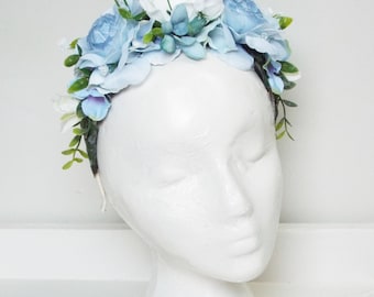 Blue & White floral headpiece