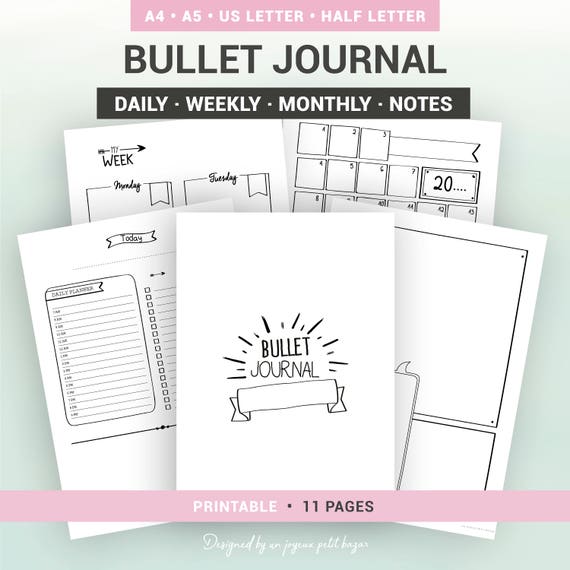 bullet journal printable undated monthly calendar