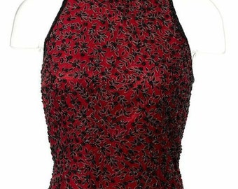 Burgundy Beaded Mock Neck Top