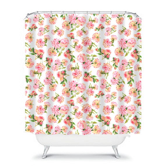 shabby chic shower curtain rose shower curtain floral shower