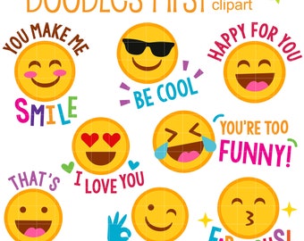 Encouraging Emojis Digital Clip Art for Scrapbooking Card Making Cupcake Toppers Paper Crafts