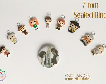 Outlander inspired stitch markers -9 pcs with or without Fraser Motto Bracelet