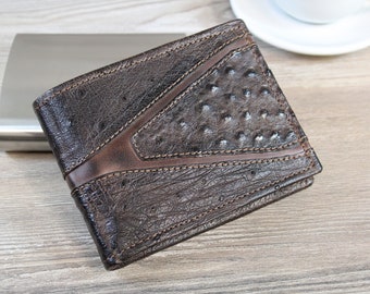 Genuine OSTRICH wallet for men-Men's wallet in real ostrich-Made in Italy