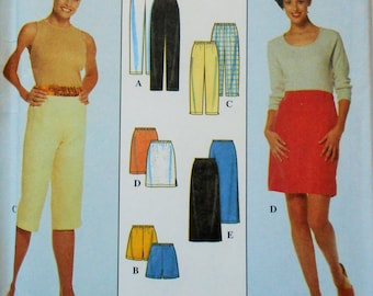 Simplicity Sewing Pattern 8740 Misses Pants, Skirts, Shorts and Capris in Size 6-16. Elastic Waist Pants, Misses Capris, Pull On Pants