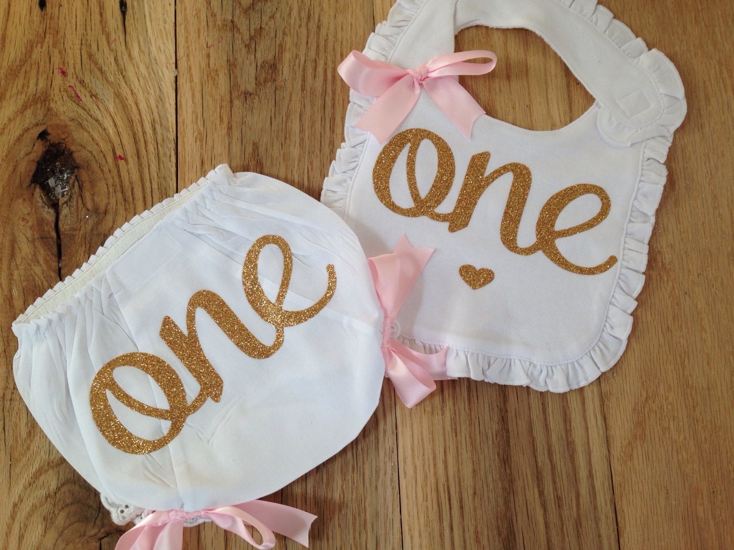 First birthday diaper cover and bib set birthday bib