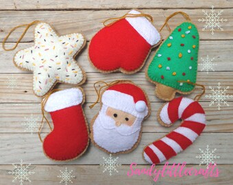 Christmas ornament felt/ Set ornaments/ Felt ornaments/ Christmas ornaments/ Felt christmas tree/ Santa ornament/ Felt christmas decoration.