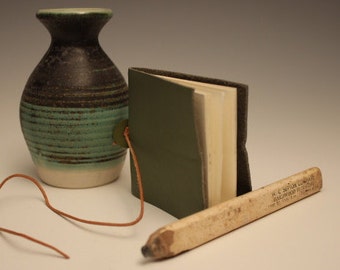 Small Green Leather Journal With Button
