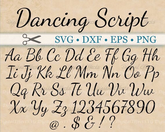 Dancing Script Calligraphy Font Monogram Svg Dxf Eps Png