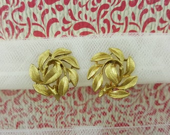 Napier Leaves Clip Lever back earrings Gold Modern Classic