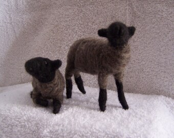 needle felted wool sheep pair