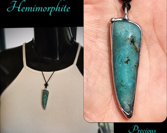 Blue Hemimorphite crystal necklace