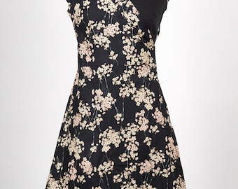 Crossover Dress in black sakura japanese fabric NOA
