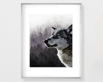 Wolf watercolor | Etsy