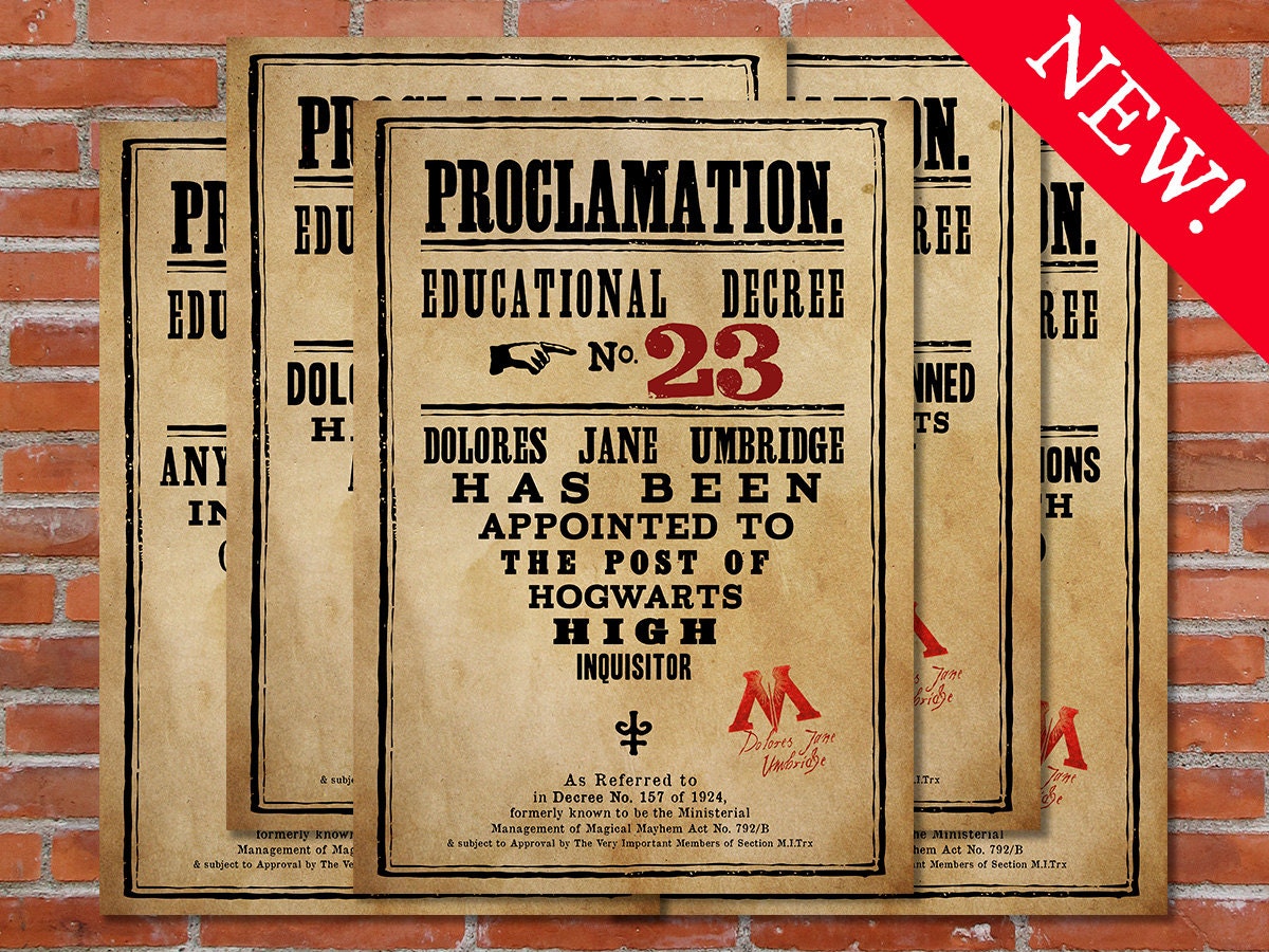 Harry Potter Umbridge Educational Decrees Printable Pack