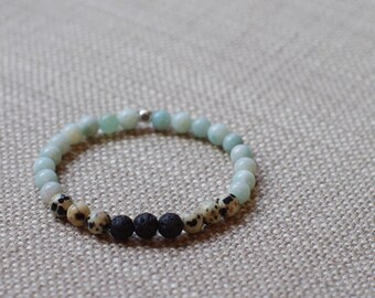 Amazonite / Dalmatian Jasper / Lava Diffuser bracelet