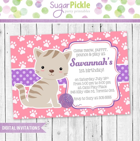 Kitty Invitation Kitty Party Invitation Cat Birthday