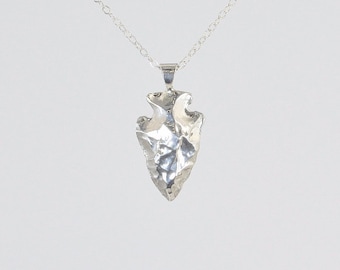 Silver Arrowhead Necklace, Sterling Silver Arrowhead, Silver Arrowhead Pendant, Solid Silver Arrowhead, Arrowhead Necklace, Silver Arrowhead