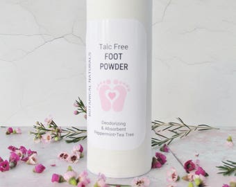 Peppermint & Tea Tree Foot Powder, Natural Deodorant, Talc Free