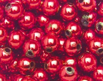 10 pearls 6mm - red plastic