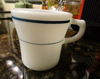 Anchor Hocking mug/cup with 2 green stripes