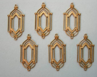 Art Deco Raw Brass Earring Drops Dangles Findings - 6